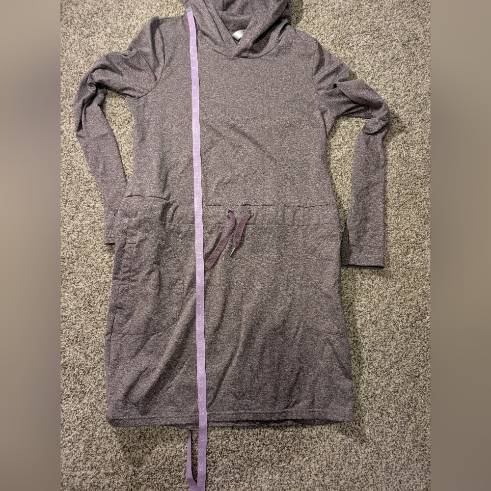 Purple Hooded Dress with Drawstring, Size M - Picture 6 of 7